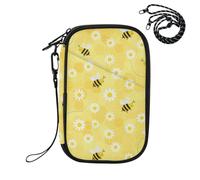 EtherSpher Passport Holder for Travel Men Vaccine Card Holder Cover Combo Cute Cartoon Yellow Bee Daisy