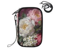 EtherSpher Passport Holder for Travel Men Vaccine Case Protector Cover Pinkish-White Peony Flowers