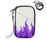 EtherSpher Passport Holder for Travel Men Vaccine Case Protector Cover White Fluorescent Purple Cool Flame