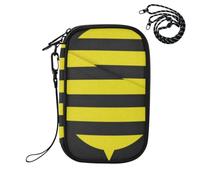 EtherSpher Passport Holder for Travel Men Wallet Combo Minimalist Yellow Bee Silhouette Graphic