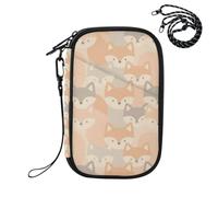 EtherSpher Passport Holder for Travel Women Wallet Combo Pastel Fox and Wolf Faces Seamless Pattern