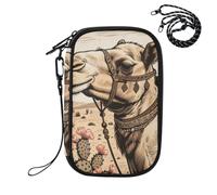 EtherSpher Passport Holder Vaccine Case Protector Cover Vintage Boho Camel Cactus Flowers