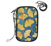 EtherSpher Passport Holder Wallet Vaccine Card Holder Cover Combo Gingko Leaf Blue Art Painting