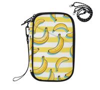 EtherSpher Passport Holder Wallet Vaccine Case Protector Cover Yellow White Striped Fruit Banana