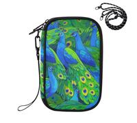 EtherSpher Passport Holders Vaccine Card Holder Cover Combo Cute Cartoon Animal Peacock Green