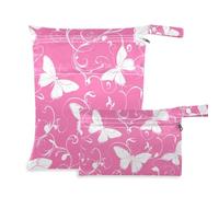 EtherSpher Peach Plants Butterfly White Silhouette mess-proof suit bag waterproof 2 Pack travel essentials for babies with handles for gym, yoga