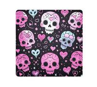 EtherSpher Peach Valentine's Day Heart Skull Cosmetics Pouchs Camera Lens Cloth Magic Cosmetic Organizer Wrap 21.7 X 21.7 Wrapper Organizer Bags For Women, Peach Valentine's Day heart skull,