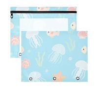 EtherSpher Pencil Box Sturdy 3 Hole Punch for A4 Paper Letter 2 Pack Students School Supplies Cute Cartoon White Jellyfish Fish