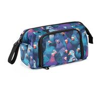 EtherSpher Pigeon Cute Blue Purple Pencil Pen Case Large Capacity Bags With Zipper with Handle for Man Elementary lapiceras para lapices