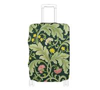 EtherSpher Pink Carnation Green Leaves William Morris Elastic Large Luggage Cover Anti Scratch Carry on Suitcase Cover Baggage Protector Fit 18-32 Inch Luggage