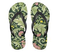EtherSpher Pink Carnation Green Leaves William Morris rubber flip flops women lightweight flops men for Shower Swimming Pool beach