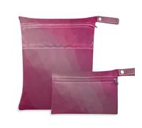 EtherSpher Pink Gradient zippered wet diaper bag 2 Pack travel essentials for baby with handles for gym, daycare