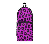 EtherSpher Pink Leopard Nylon 3 Compartments Large Pencil Case Pencil Bag Multi-Purpose and Aesthetic Case with Compartments Stationery pouching for Adolescents College 1600ml