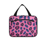 EtherSpher Pink Leopard Print hanging travel toiletry bag hanging with hook, designer chic kit bag for men for essentials for women cruises bolsas de maquillaje para mujer L, pink leopard print, L