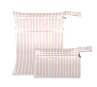 EtherSpher Pink Vertical Stripes washable bag for swimming 2 Pack wet bag for swimsuit with handles for travel, travel