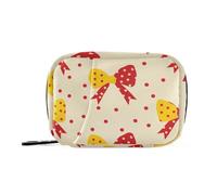 EtherSpher Polka Dot and Bow Reddish Yellow medicine bag organizer with Detachable Compartments portable travel pill case for purse