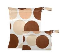EtherSpher Polka Dot Colorful Round Brown Abstract washable waterproof wet bag 2 Pack travel essentials for flying with handles for pool, travel