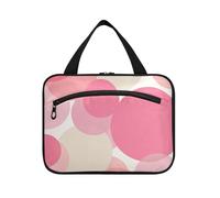 EtherSpher Polka Dot Round Modern Pink hanging large capacity travel cosmetic bag with hook, designer foldable cosmetic bags for cruise travel backpacking estuche para guardar maquillaje L, Polka Dot