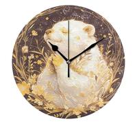 EtherSpher Praying European Otter Gold 10 Inch Round Battery Wall Clocks no Ticking Noise Deco for Kitchen Bathroom Bedroom reloj de pared para cocina