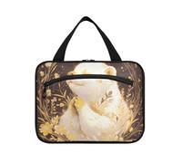 EtherSpher Praying European Otter Gold hanging travel make up bags women with hook, designer expandable hanging toiletry bag for mom work bolso para maquillaje L, praying European Otter gold, L