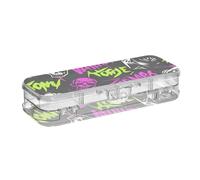 EtherSpher Punk Peach Black Skulls Rock Designed Clear Pencil Plastic Box Double Layer Pens Case Hard Boxes For Stationery Supplies With Lid