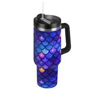 EtherSpher Purple Dragon Scales Sparkling Vacuum Reusable Cute Water Bottle with Lid and Straw Decorative Coffee Mug With Lid for Home, Office or Car baso termico para cafe 40oz
