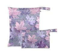 EtherSpher Purple Maple Leaf zippered baby wet bag 2 Pack diaper bag essential items with handles for gym, yoga