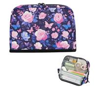 EtherSpher Purple Peach Elegant Blooms Pencil Case Box Large Capacity Pen Case Organizer Multifunctional Stationery Organizer for Girls Grade School Supplies cartuchera escolar para ninas