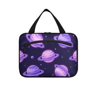 EtherSpher Purple Romantic Planet Universe hanging kits for men travel with hook, designer chic cosmetic organizer for mom camping bolso de mano para hombre L, Purple Romantic Planet Universe, L