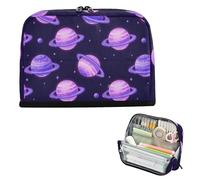 EtherSpher Purple Romantic Planet Universe Pencil Cases Large Capacity Makeup Bag Zippered Stationery Organizer for Women School Supply estuches escolares para ninas