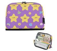 EtherSpher Purple Yellow Stars Cute pencil poucheses Large Capacity Pen Case Simple Stationery Storage for Teen Boys Middle School lapicera para ninas