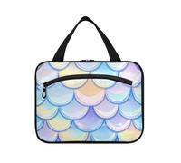 EtherSpher Rainbow Fish Scale Shimmering hanging large hanging travel toiletry bag with hook, designer compact cosmetic bag for traveler hotel maletín para maquillaje L, rainbow Fish scale shimmering