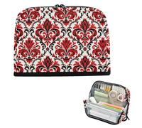 EtherSpher Red and Black Baroque Vintage Flowers Pencil Holder Large Capacity Make Up Bag Slim Organizer Box for Teacher High School bolsad para herramientas