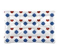 EtherSpher Red and Blue Love 4th Of July Independence Day Washable Pet Mattress Soft Comfortable Anti-Slip Bottom Kennel Pad for Large Jumbo Medium Small Dogs 36" x 24"