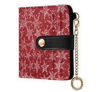 EtherSpher Red and White Stars Convenient Women's Folding Wallet with Card Slots Minimalist PU Leather Wallet for Girls Women Ladies