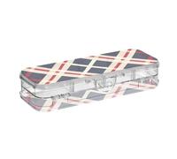 EtherSpher Red Black and White Plaid Pattern Designed Clear Plastic Pencil Box 2 Layer Pens Case Hard Boxes For Craft Art With Lid