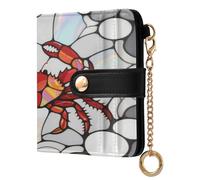 EtherSpher Red Crab Grey Glass Portable Women's Leather Folding Wallet Premium PU Leather Wallet for Woman Girl