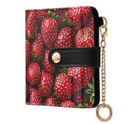 EtherSpher Red Fresh Strawberry Unique Women's Folding Card Wallet Premium PU Leather Wallet for Girls Women Ladies