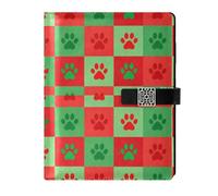 EtherSpher Red Green Checkers Dog Paw Prints leather lined spiral notebooks portable notebook college ruled for diary 6.7x9.2