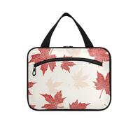 EtherSpher Red Maple Fall Leaves hanging travel bags for men with hook, designer multifunctional shaving kit bag for men for ladies travel envase para perfume de L, red maple fall leaves, L