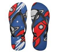 EtherSpher Red Rockets Space rubber men flip flops cushion men flip for Outdoor Swimming, Hiking, Travel beach