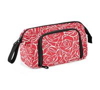EtherSpher Red Rose Flowers Line Drawing Large Pencil Case Large Capacity Pencil Storage Case with Zipper for Girls Elementary bolsas para lapices