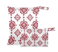 EtherSpher Red Snowflake Chinese Classical waterproof bathing suit bag 2 Pack travel essentials for flying with handles for pool, pool