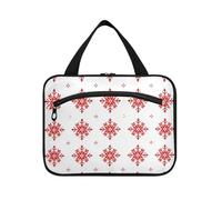 EtherSpher Red Snowflake Classical Chinese Style hanging bags for women traveling with hook, designer expandable quilted makeup bag for travel essentials travel bolso de para mujer L, Red snowflake