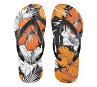 EtherSpher Reddish Black Vintage Flowers rubber flip flops for men lightweight men's flip for Outdoor Swimming, Hiking, Travel yoga
