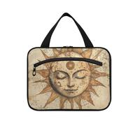 EtherSpher Retro Bohemian Tarot Astrology Star Moon hanging toiletry bag hanging travel organizer with hook, designer essential tote bag for travel make up camping bolso de para mujer L, Retro