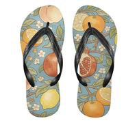 EtherSpher Retro Lemon Pomegranate William Morris rubber flip flops for women cushion womans flip for Outdoor Swimming, Hiking,