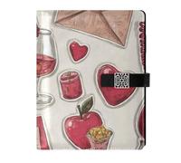 EtherSpher Retro Red Wine Telephone Heartse Nvelope Sticker leather lined subject notebook portable college ruled notebooks for planning 6.7x9.2
