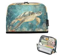 EtherSpher Retro Sea Turtle Ocean Pencil Case Large Capacity Cosmetic Bag Multi-Purpose Desk Organizer for Man College cartuchera para lapices