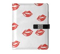 EtherSpher Romantic Red Lips Kissing Digital Art leather lined subject notebook water proof cover notebook college rule for journal 6.7x9.2
